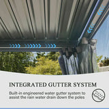 Louvered Pergola Dark Gray with Galvanized Steel Roof
