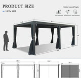 Louvered Pergola Dark Gray with Galvanized Steel Roof