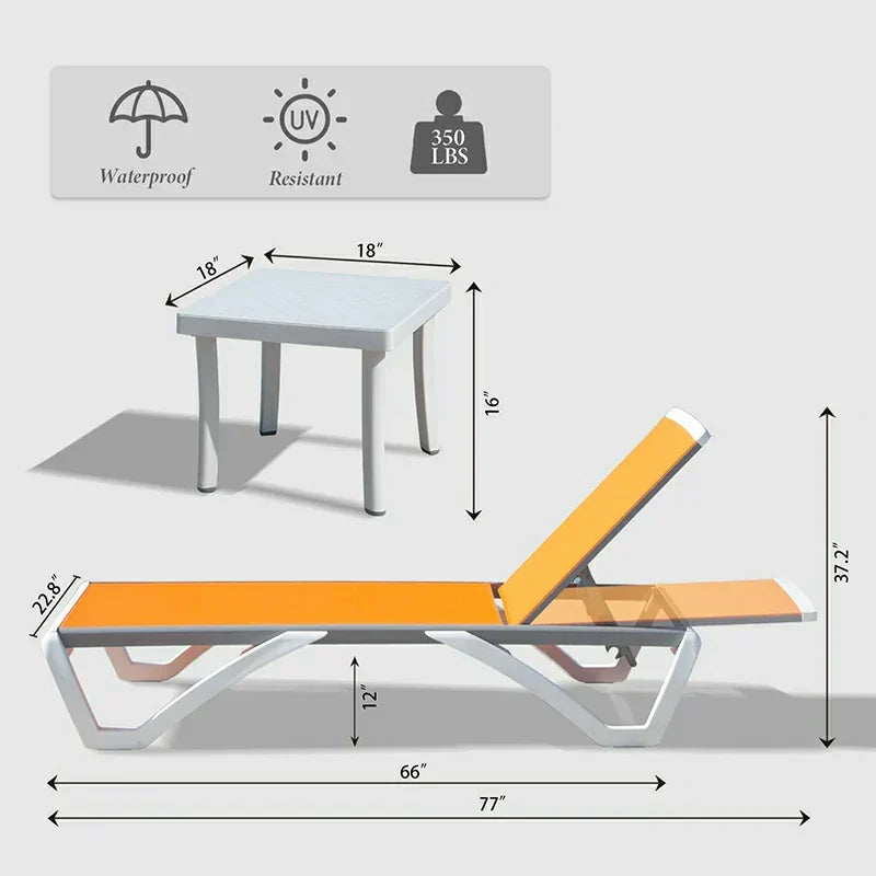 Armless Outdoor Chaise Lounge