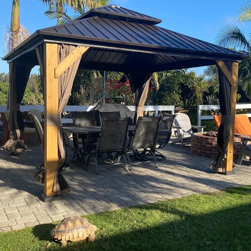 Wood Gazebo with Galvanized Steel Roof - Cedar Post