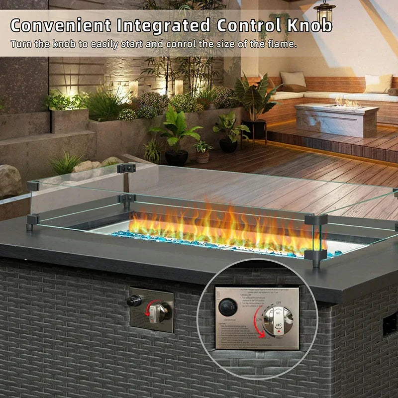 Patio Propane Fire Pit Rectangular Table