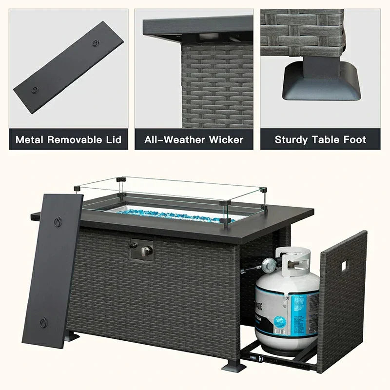 Patio Propane Fire Pit Rectangular Table