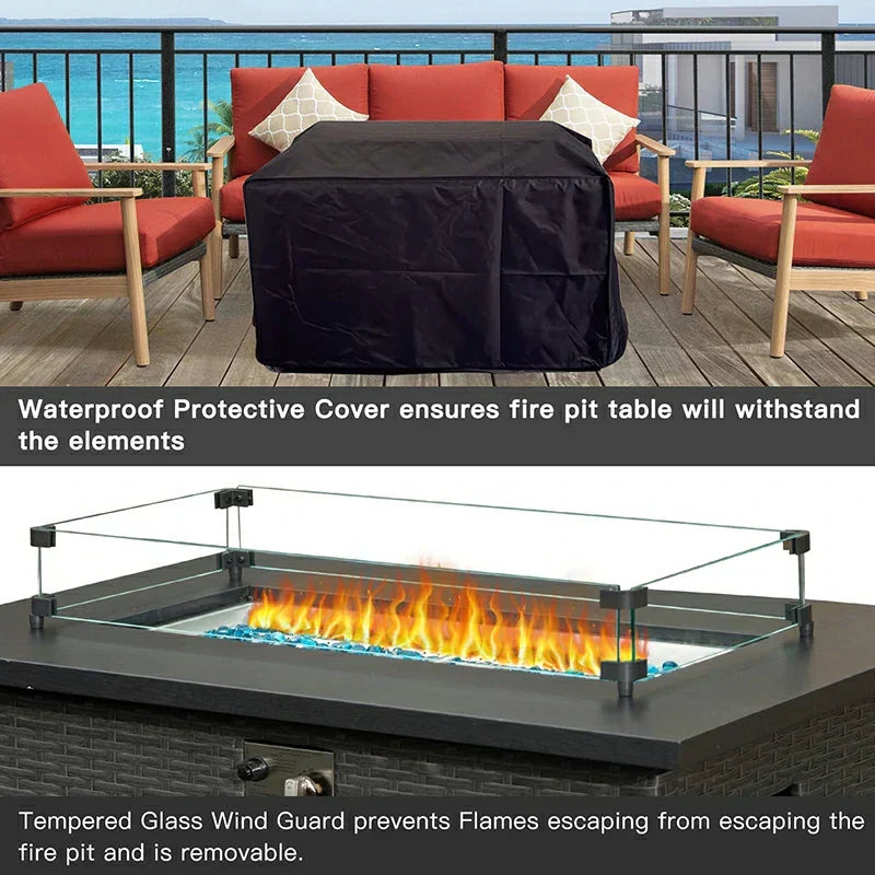 Patio Propane Fire Pit Rectangular Table