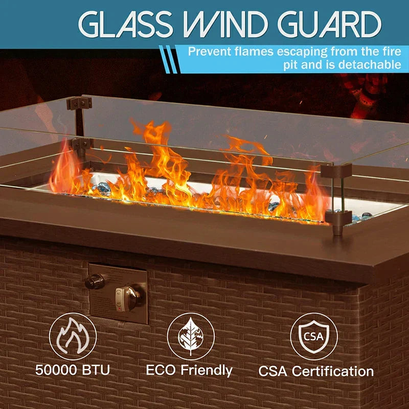 Patio Propane Fire Pit Rectangular Table