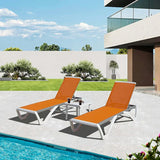 Patio Chaise Lounge Sunbathing Chair Set of 3 (2 Chairs + 1 Table)
