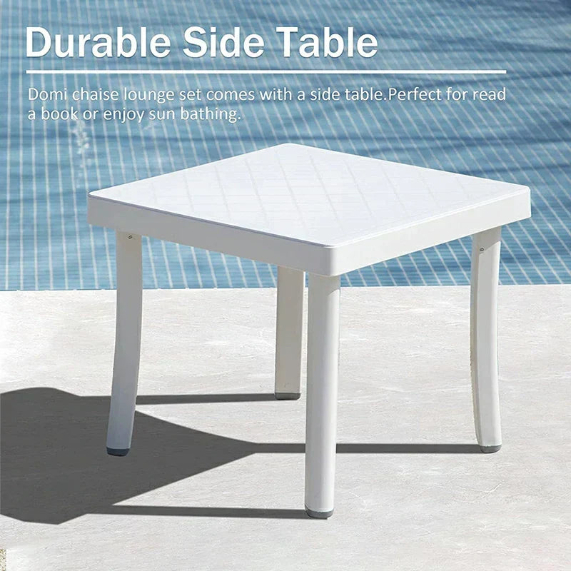 Patio Chaise Lounge Sunbathing Chair Set of 3 (2 Chairs + 1 Table)
